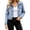 *Blue, variant on ClodeEU Women's Classic Cropped Denim Jacket,Long Sleeve Lapel Button Down Short Jean Coat ,Women's Plus L