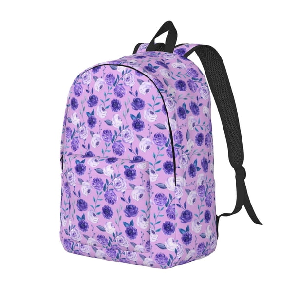 Disketp Violet Mochila de Lona Estampada, Mochila Escolar de Viaje Ligera para Estudiantes y Portátil-Small