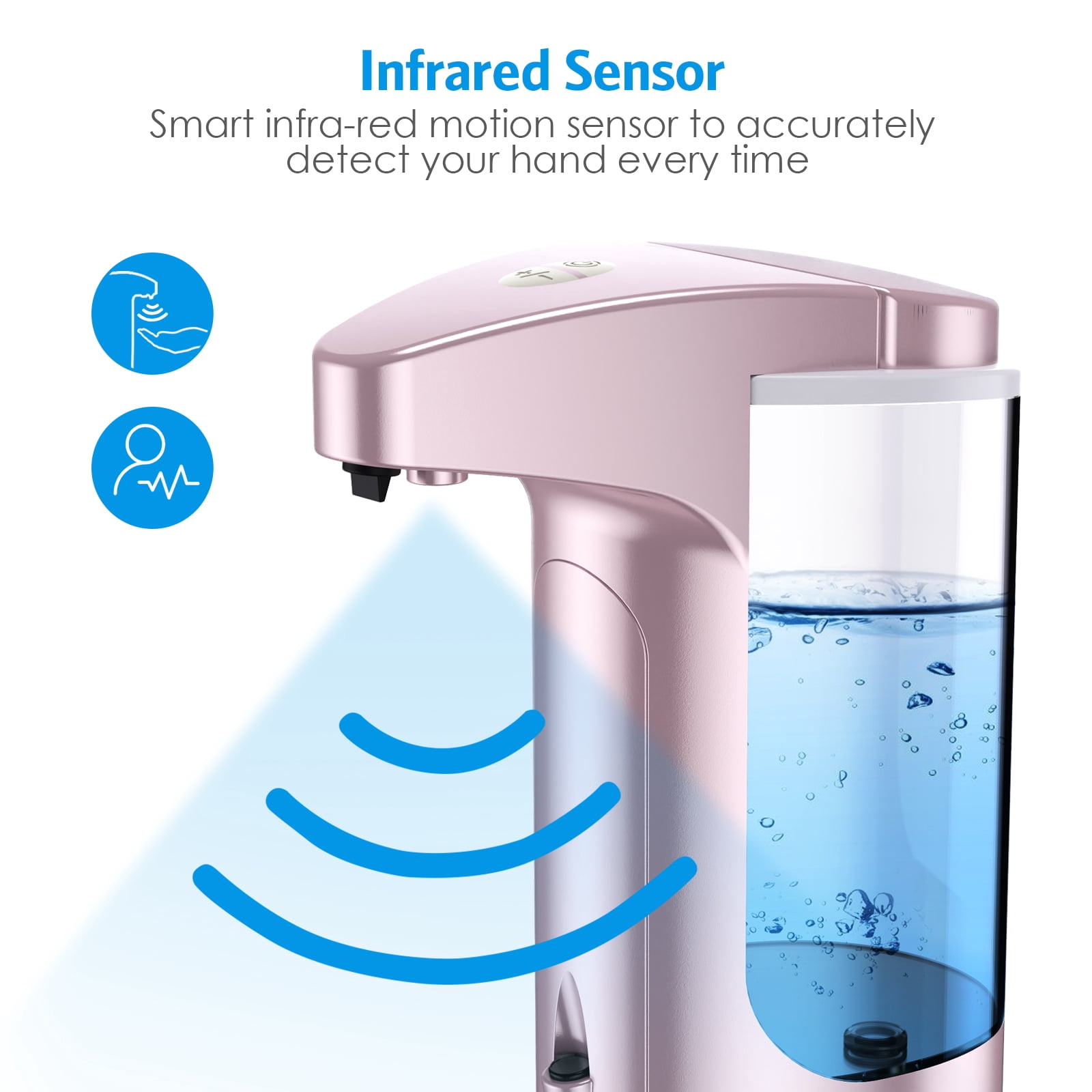 AMIR Soap Dispenser Hand Soap Dispenser Waterproof Liquid Soap Dispenser Automatic Soap Dispenser for Kitchen Bathroom Washroom Toilet Facial Cleanser Pink