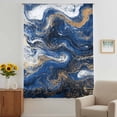 thumbnail image 3 of Blue Marble Sheer Curtains 45 Inches Long, Modern Minimalist Abstract Fluid Art Light Filering Curtains, Breathable Simi Curtain Privacy Drapes for Kitchen Bathroom Lightweight Small Window Treatment, 3 of 9