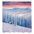 thumbnail image 3 of Ambesonne Winter Shower Curtain, Calm Scenic Countryside, 69"Wx75"L, Pink Blue White, 3 of 3