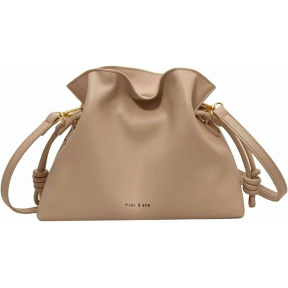 JennyShop Ladies' Crossbody Bag, Pleated Bag, Fashionable Minimalist Bag, Drawstring Bucket Bag, Single Shoulder Bag