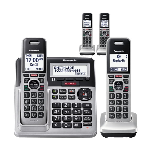 Restored Panasonic KX-TG994SK DECT 6.0 Bluetooth 4-Handset Cordless Phone Bundle (Refurbished)