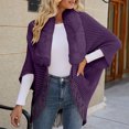 thumbnail image 7 of Elainilye Fashion Womens Knitted Cape Coat with Fur-Collar Fringe Shawl Knit Poncho Coat Cardigan,Purple, 7 of 7