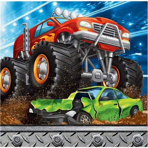 Monster Truck Beverage Napkins, 16 Count