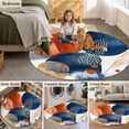 thumbnail image 5 of Round Rugs 3Ft, Navy Blue Burnt Orange Round Area Rug Washable Indoor Throw Carpet, Abstract Geometric Vintage Small Non Slip Circle Rug for Bedroom Living Room Home Decor Aesthetic, 5 of 8