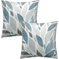 thumbnail image 2 of Dusty Blue and Gray Leaf Throw Pillow Cover 20x20 Inch Pack of 2 White and Blue Spring Cushion Pillow Case Square Cotton Eucalyptus Pillowcase for Summer Party Bed Sofa Home Car Bedroom Outdoor, 2 of 6