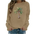 thumbnail image 2 of Ounisa Christmas Palm Tree Sweatshirt for Women Funny Hawaiian Beach Tropical Xmas Pullover Long Sleeve Christmas Shirt Top, 2 of 4