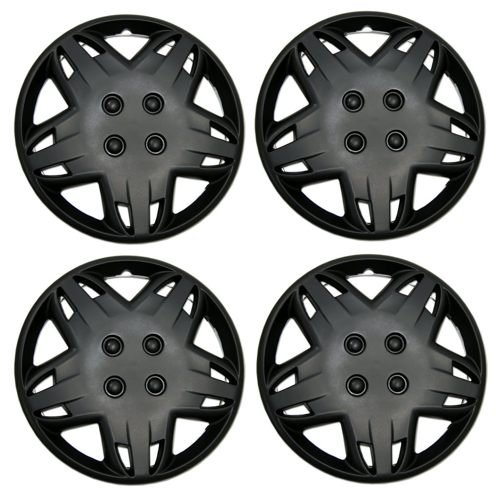 Set of 4 Matte Black Hubcaps 14" WSC3509B14 Hub Caps Wheel Skin Cover 14 Inches 4 Pcs Set