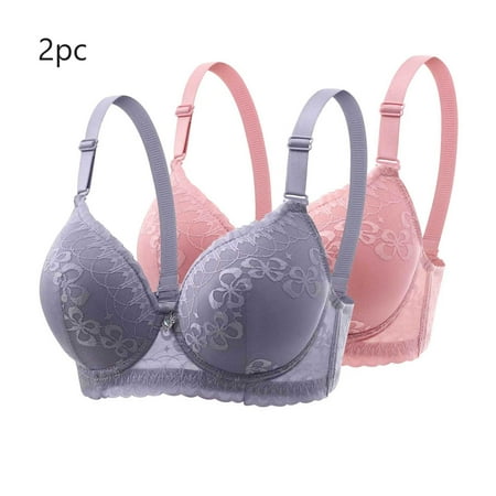 MLCDZ 2 Pack Lace Bras for Women Push Up Bralettes Full Coverage Corset Underwire Plus Size for Large Breasts with Support Sexy Minimizers Everyday Lingerie 2Pcs-Multicolor#11 44
