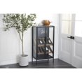 thumbnail image 3 of DecMode 21" x 40" Black Metal 10 Bottle Standing Wine Rack with Wine Glass Holders and Wood Accents, 1-Piece, 3 of 12