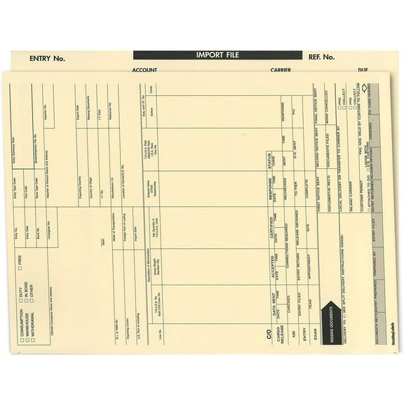 Import File Folders, Manila, 9 X 11 with preprinted info. 100 Per Case