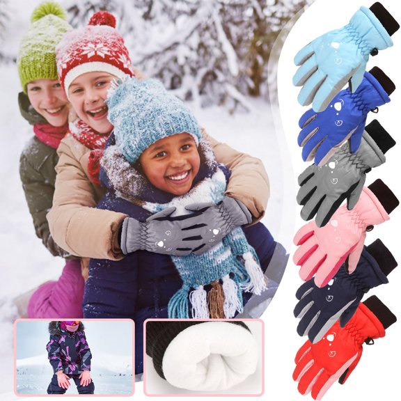 Nestiefly Winter Glove for Kids Boys Girls Snow Ski Windproof Waterproof Gloves for Teens Warm Outdoor Black