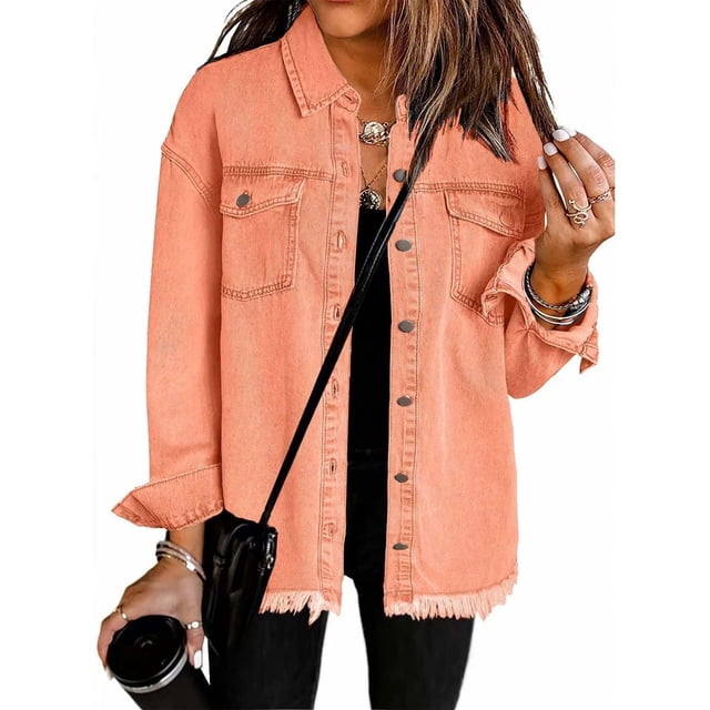 Chaquetas y abrigos de mezclilla sin capucha de manga larga para mujer, blusa lisa de moda, abrigo de manga larga con bolsillos, cárdigan, blusa de poliéster para mujer