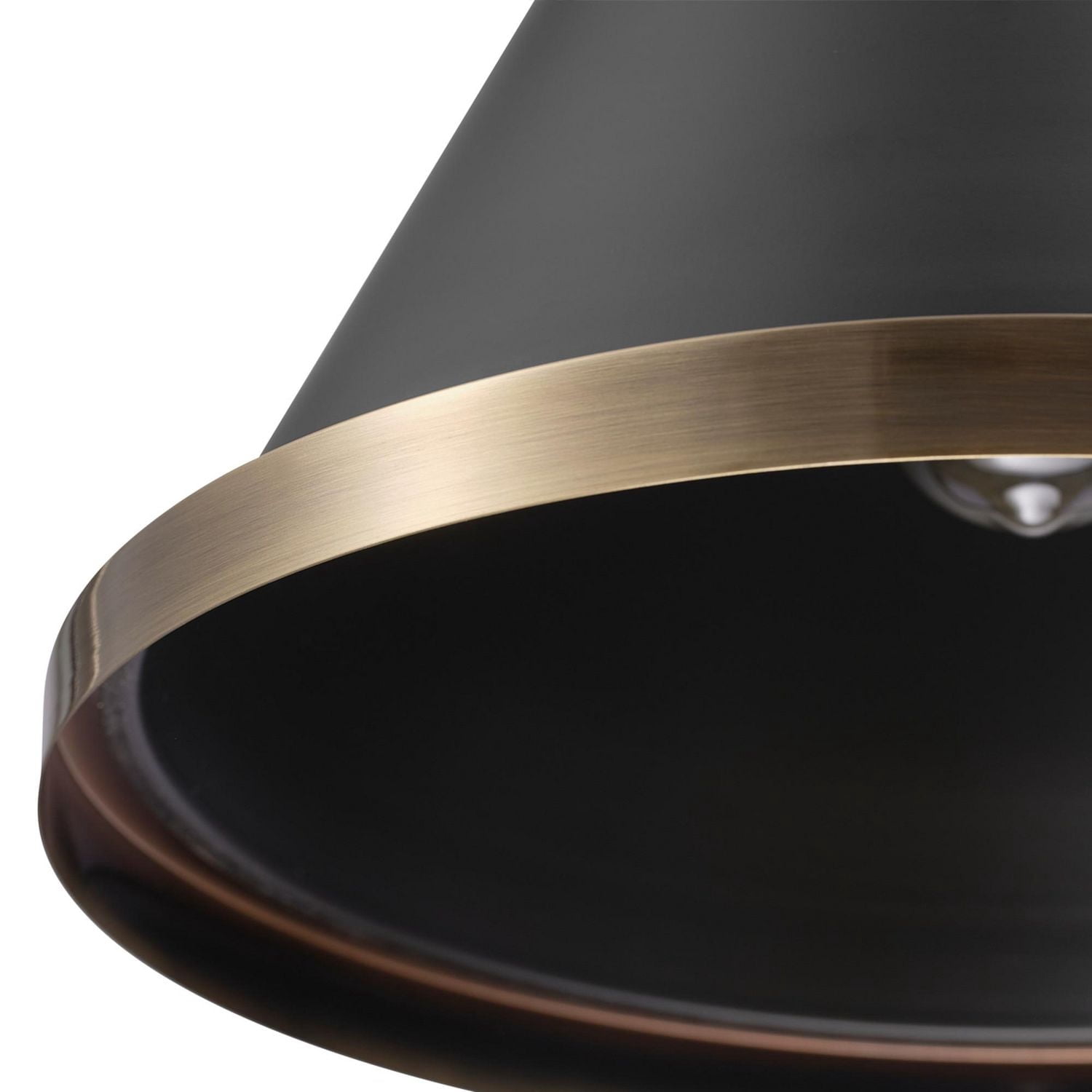 Luminaire suspendu à 1 ampoule Sophia de Novogratz x Globe, noir mat, accents laiton mat