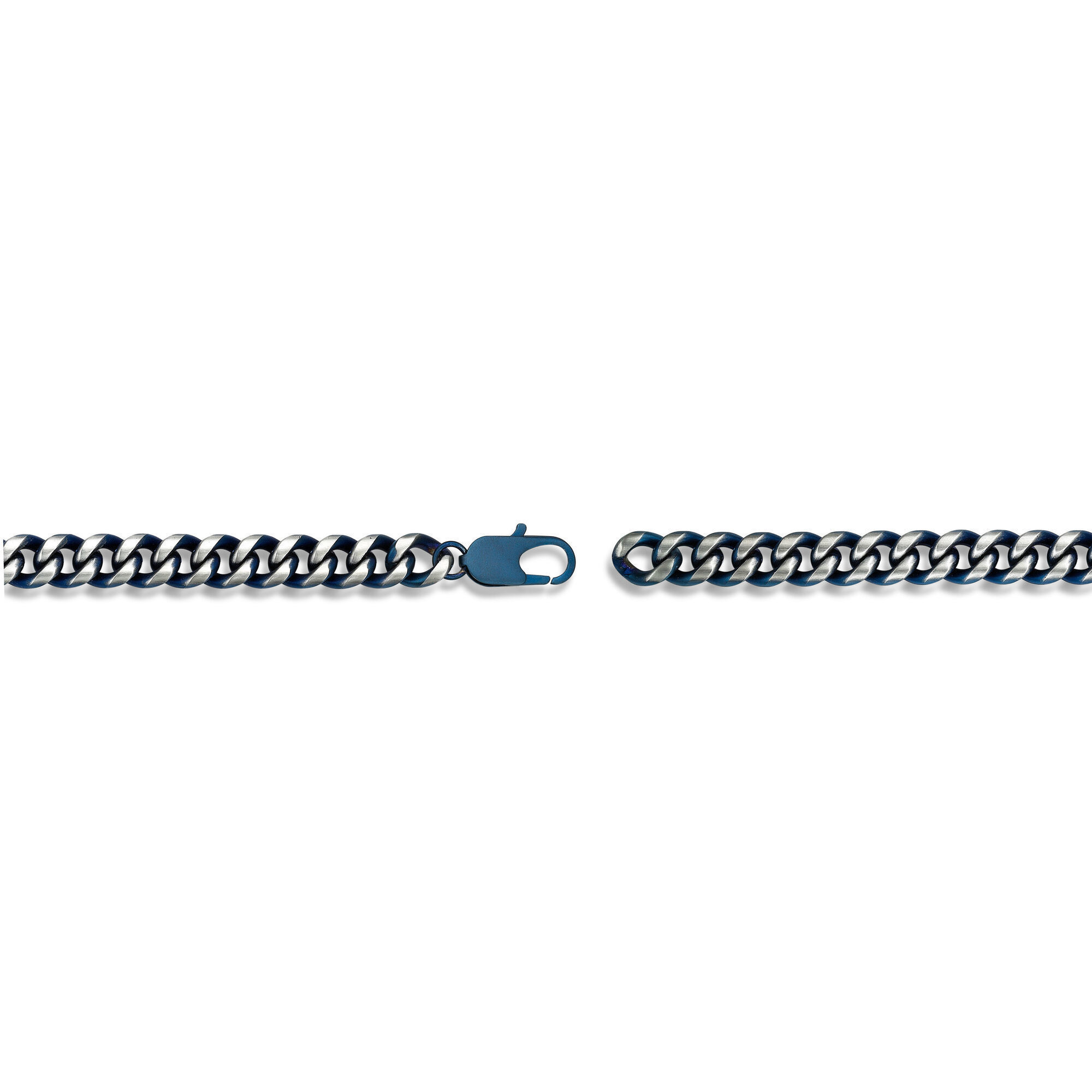 Metro Jewelry Men's Stainless Steel Thick Two Tone Curb Chain Bracelet with Blue Ion Plating and Lobster Clasp - 8.5 Inches Long