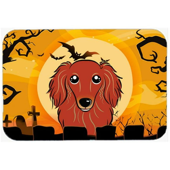 Halloween Longhair Red Dachshund Kitchen & Bath Mat, 20 x 30