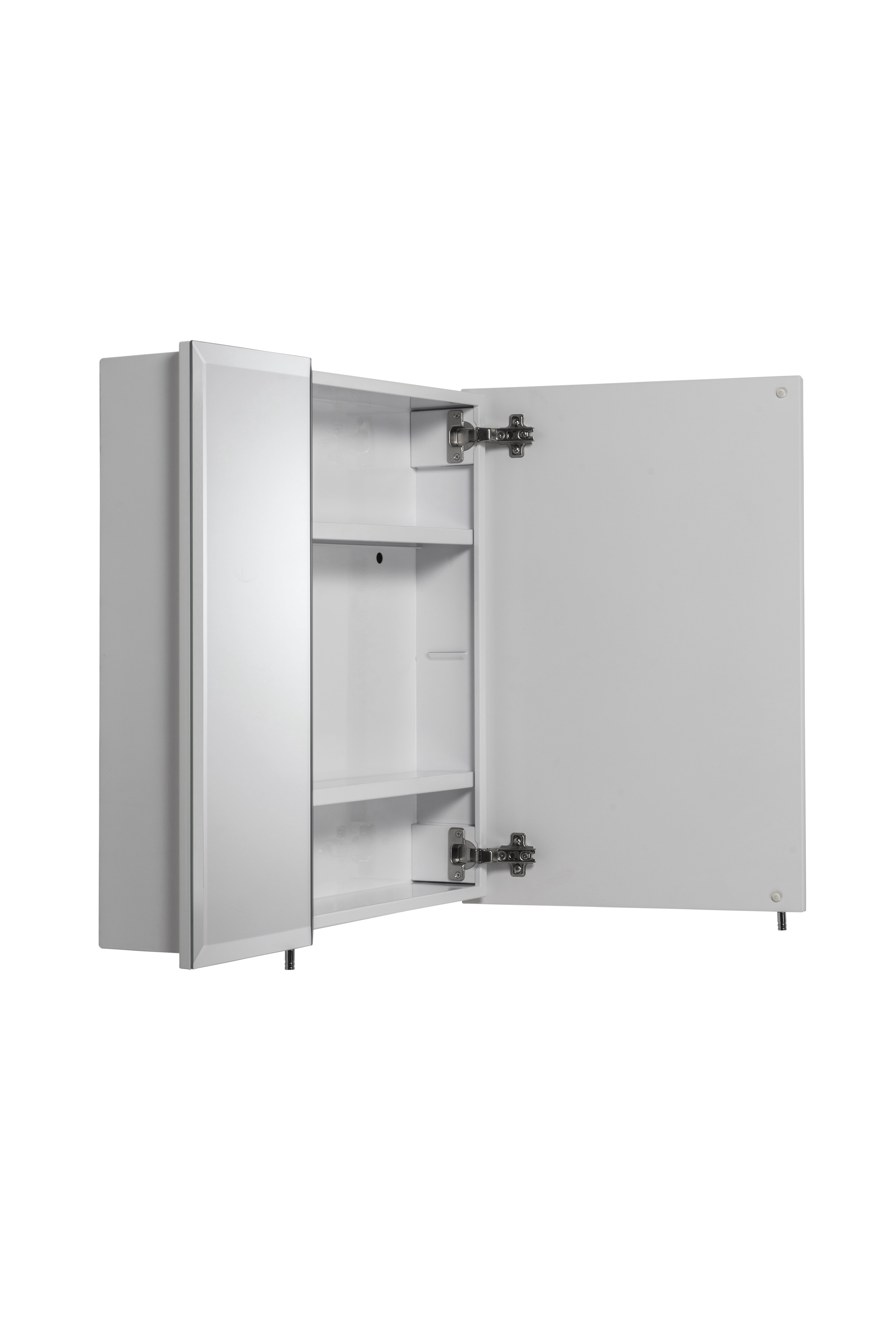Croydex Oreille Square Double Door White Steel Medicine Cabinet, Mirror Doors (24X24in)