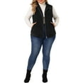 thumbnail image 2 of Chaquetas de chaleco de corduroy sin mangas con cremallera y bolsillos laterales para mujer de talla grande Agnes Orinda 3X Negro, 2 of 6