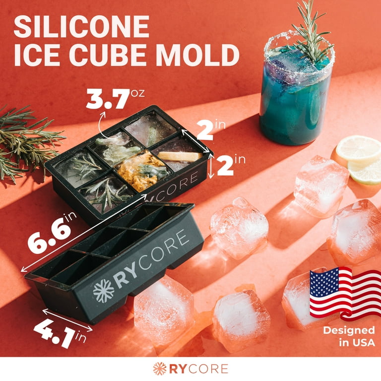 Black 2 Silicone Large Square Ice Cube Tray | RYCORE