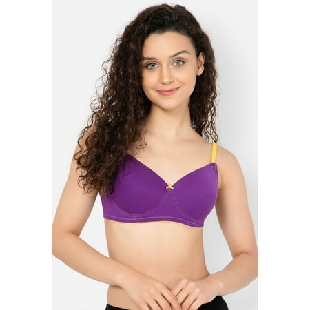 

Clovia Padded Non-Wired Full Cup Multiway T-shirt Bra in Purple - Cotton Rich