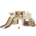 thumbnail image 4 of Imerelez 9-in-1 Large Toddler Slide and Climber Set, Kids Slide Playset with Basketball Hoop and Ball, Ring Toss, Lookout Tower, Telescope, Storage, Freestanding Slide for Indoor Outdoor, 4 of 6