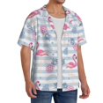 thumbnail image 4 of KLL Flamingo and Pineapple Print Men's Shirt Short Sleeve Button Down Summer Cuba Beach Shirts- 3X-Large, 4 of 7