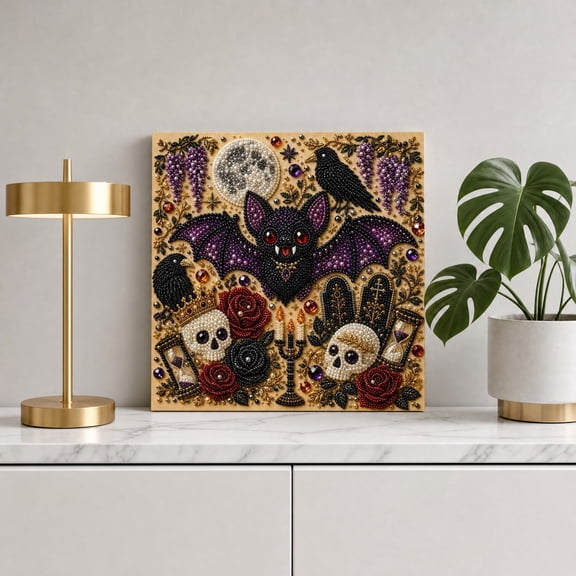 Racedeer Halloween Special Shaped Pearl Diamond Art Kit for Adults Canvas Wall Decor (A)