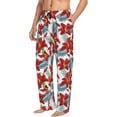 thumbnail image 3 of Mens Pajama Pants - Soft Sleep & Lounge Pants for Men, Lilies Flowers Blue Red Cuteness Casual PJ Bottoms Pants with Pockets, 3 of 5