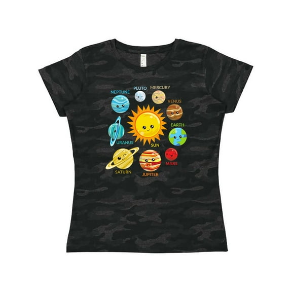 Inktastic Cute Planets, Solar System, Space, Cosmos, Galaxy Women's T-Shirt