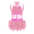 thumbnail image 4 of YiZYiF Girls Sleeveless Rhinestone Feather Skirt Dance Bodysuit Modern Jazz Ballet Gymnastics Leotard Pink 14, 4 of 5