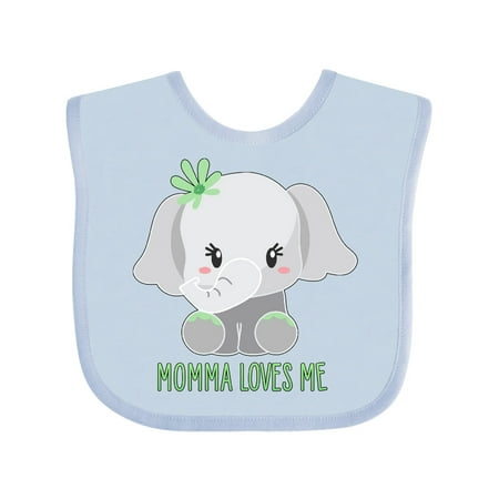 

Inktastic Momma Loves Me- cute elephant Gift Baby Boy or Baby Girl Bib