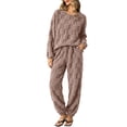 thumbnail image 2 of CAZOFW Pjs for Women,Flannel Checkered Long Sleeve Top and Pants Set Soft Cozy Sleepwear Free Size, 2 of 8