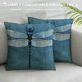 thumbnail image 3 of Chilfamy  Home Decorative Dragonfly Grunge Blue Vintage Wings Dragon Throw Pillow Case Cushion Cover for Sofa Couch 18x18in, 3 of 5