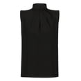 thumbnail image 6 of JGGSPWM Women's Elegant Office Sleeveless High Neck Tank Top Solid Pleated Ruffle Standing Collar Ruched Blouse Cami Tops Black 2XL, 6 of 6