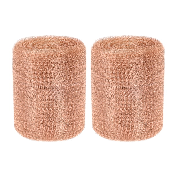 Uxcell 2 Paquete de Malla de Cobre 5 pulgadas x 49.2 pies Rollo de Malla de Lana de Cobre a Prueba de Óxido para Cocinas, Tubos, Paredes, Ventanas