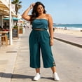 thumbnail image 5 of Ltctricy Plus Size Pants for Women Casual Drawstring Loose Capri Pants with Pockets Elastic Waist Crop Trousers, 5 of 7