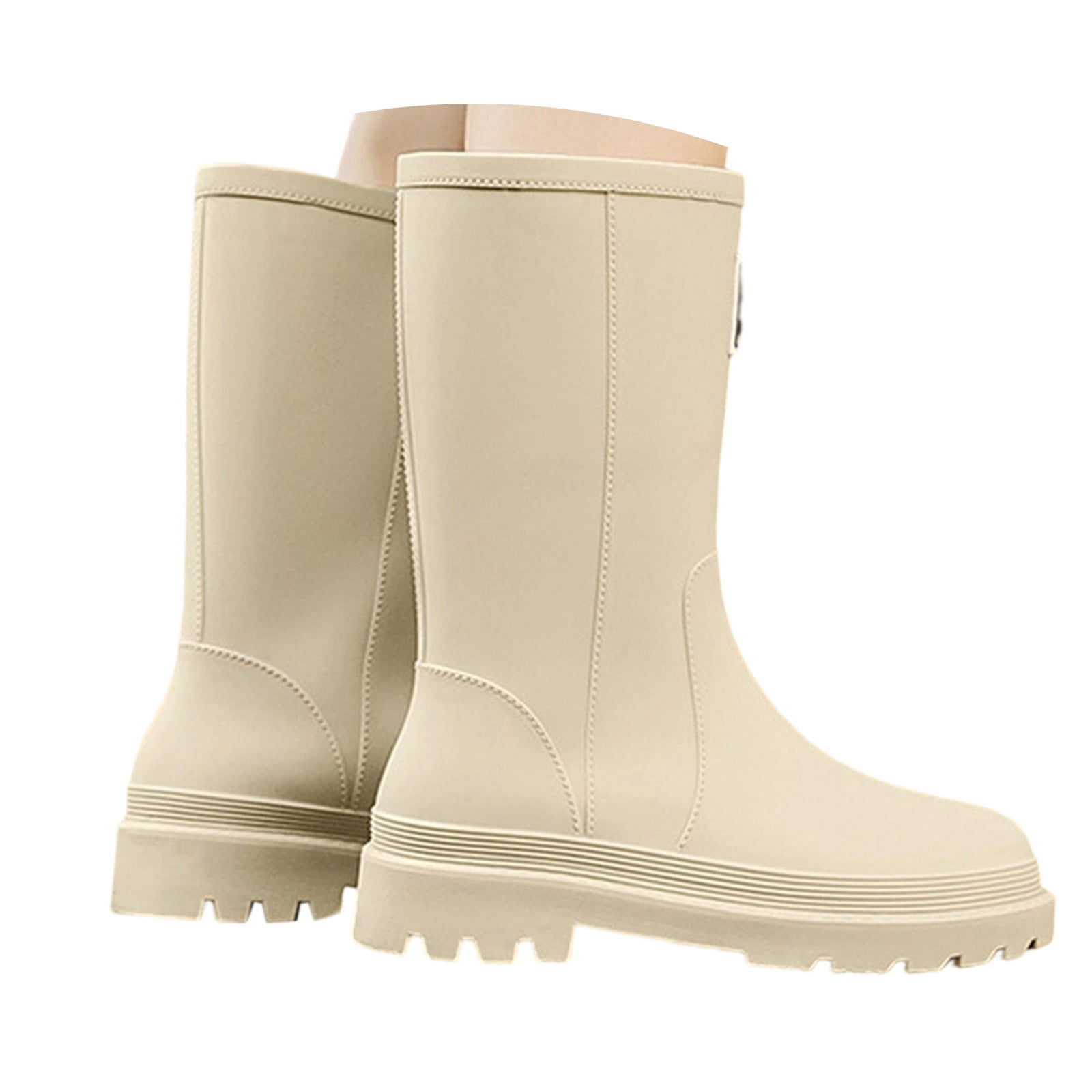 KANG Women's Mid Calf Rain Boots Slip Fashion Rubber Shoes With Thick Sole Rain Boots Collar Gardening Boots Ultra Lightweight Portable Garden Shoes