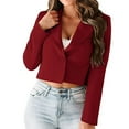 thumbnail image 4 of Turilly Womens Jackets Ladies Women Business Attire Lapel Solid Color Slim Fit Short Long Sleeve Cardigan Coat Tops, 4 of 9
