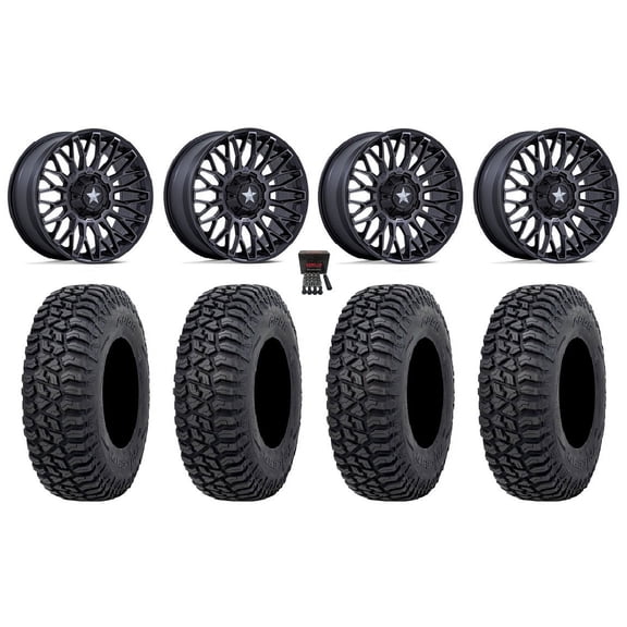 MSA Clubber 15" Wheels Black DDT 32" Tricera Tires Can-Am Commander Maverick Renegade Outlander Defender