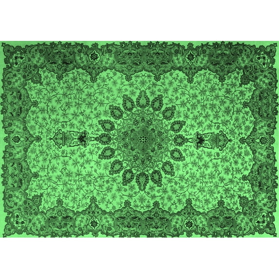 Ahgly Company Indoor Rectangle Persian Emerald Green Traditional Area Rugs, 5' x 8'