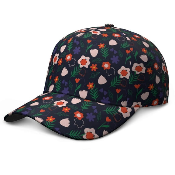 Botanical Floral Print Baseball Cap – Vintage Adjustable Dad Hat with Artistic Watercolor Flower Pattern, Comfortable Washed Cap for Garden Lovers