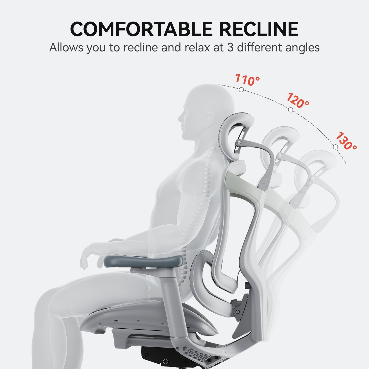 Sihoo Ergonomic Office Chair, Auto-Adaptive Lumbar Support, Adjustable Backrest, 3D Armrests, Mesh, Gray