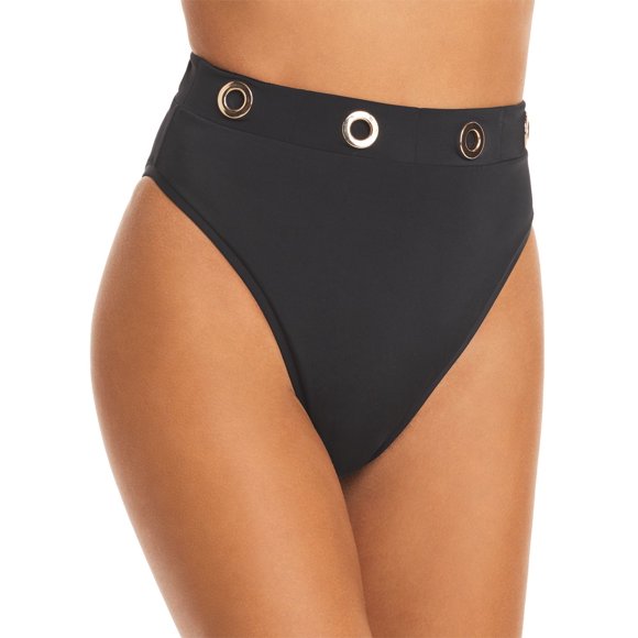 Oye Swimwear Arya Grommet Bikini Bottom, Black, Small