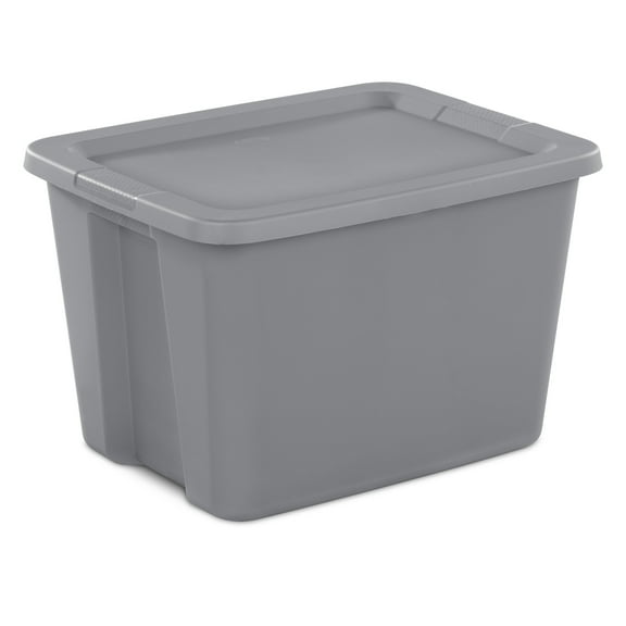 Sterilite Large Storage Bin, 18 Gallon Plastic Storage Container with Snap-On Lid, Gray