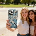thumbnail image 4 of with iPhone 14 Pro Case Double Layer flower Print Design PC Bumper Protective Phone Cases Scratch Resistant Cover for Women Girls, Blue & White Floral, 4 of 8