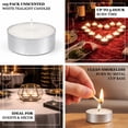 thumbnail image 4 of Efavormart 125 Pack Unscented White Tealight Candles, Dripless Wax in Metal Cups for Wedding, Party & Event – 1.5"W x 0.5"H, 4 of 4