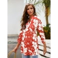 thumbnail image 6 of Nlife Women Bohemian 3/4 Sleeve V Neck Floral Print Shirt, 6 of 8