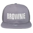 thumbnail image 1 of Trendy Apparel Shop Brownie Embroidered Cotton Flat Bill Mesh Cap - Black, 1 of 2