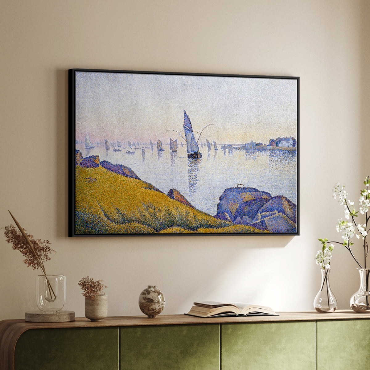 Vintage Landscape-XXXIII By Wexford Home Framed in Black Wood Gallery Wrapped Canvas 25 in. x 37 in.